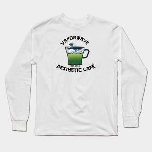 Vaporwave Aesthetic Great Wave Off Kanagawa Cafe Coffee Tea Long Sleeve T-Shirt